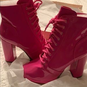 Fuchsia/Hot Pink Combat Boots